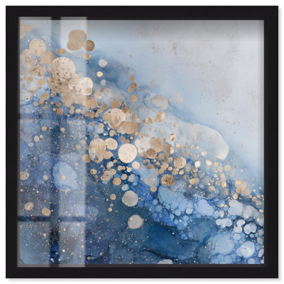 Décoration murale «Sapphire Dust Radiance IV Shadowbox» par Art Remedy, cadre noir, 24 x 24