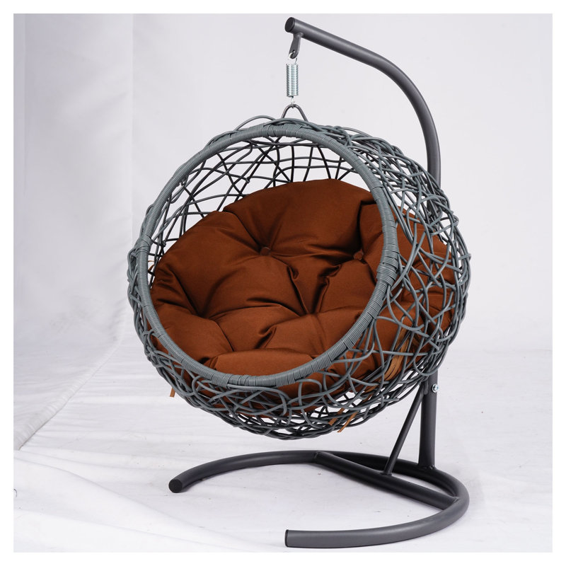 Balancelle en PEHD brun avec support et coussin, chaise hamac en forme d'œuf pour animaux d'intérieur
