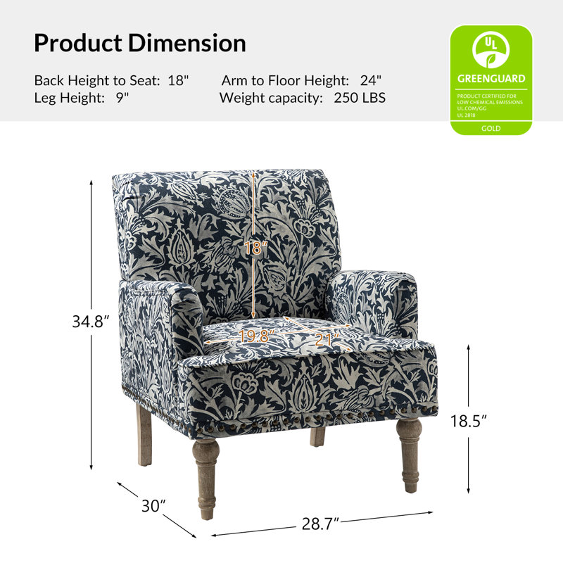 Fauteuil d'appoint Anacelis, Mélange de polyester bleu marine
