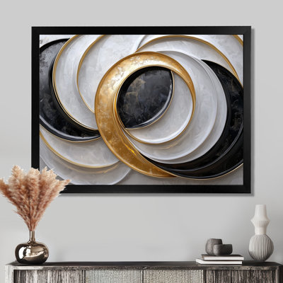 Abstrait doré et blanc Eclipse of Moons III - Abstract Spirals Wall Art