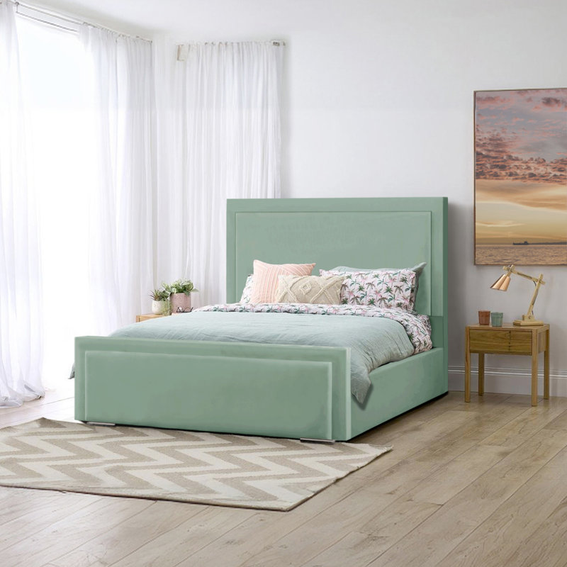 Abhipsa Upholstered Bed, Double (4'6), Duck Egg