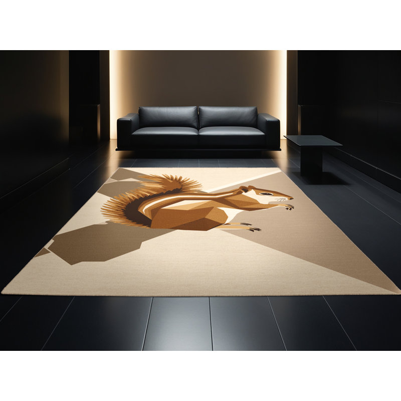 Tapis moelleux moelleux à motif géométrique moderne moelleux beige Ahmad, 2 pi x 3 pi