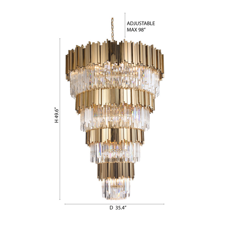 Shapiro 42-Light 4-Tier Chandelier with Clear Crystal Accents, Gold