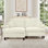 Élégant canapé Mid-Century modulaire à deux places en forme de L avec accoudoirs évasés et volants amovibles, avec jupes plissées et pieds fuselés, canapé-lit en chenille confortable avec repose-pieds mobile