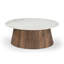 Table basse ovale en bois avec plateau en marbre H 18 po et diamètre 28 po