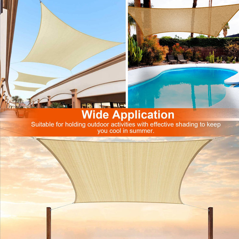 Rectangle Shade Sail Canopy 98% UV Block Awning Shelter with Ropes