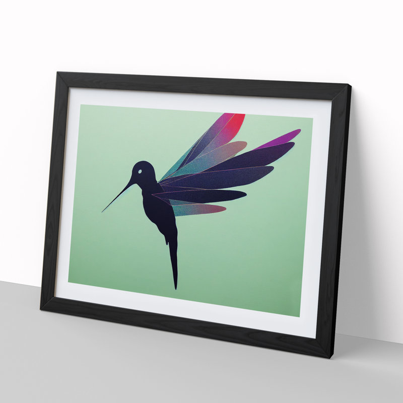 Luscious Hummingbird - Single Picture Frame Print, Black, 25cm H x 34cm W x 2cm D