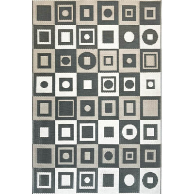 4' X 6' Squares Outdoor Mat, Charcoal Grey