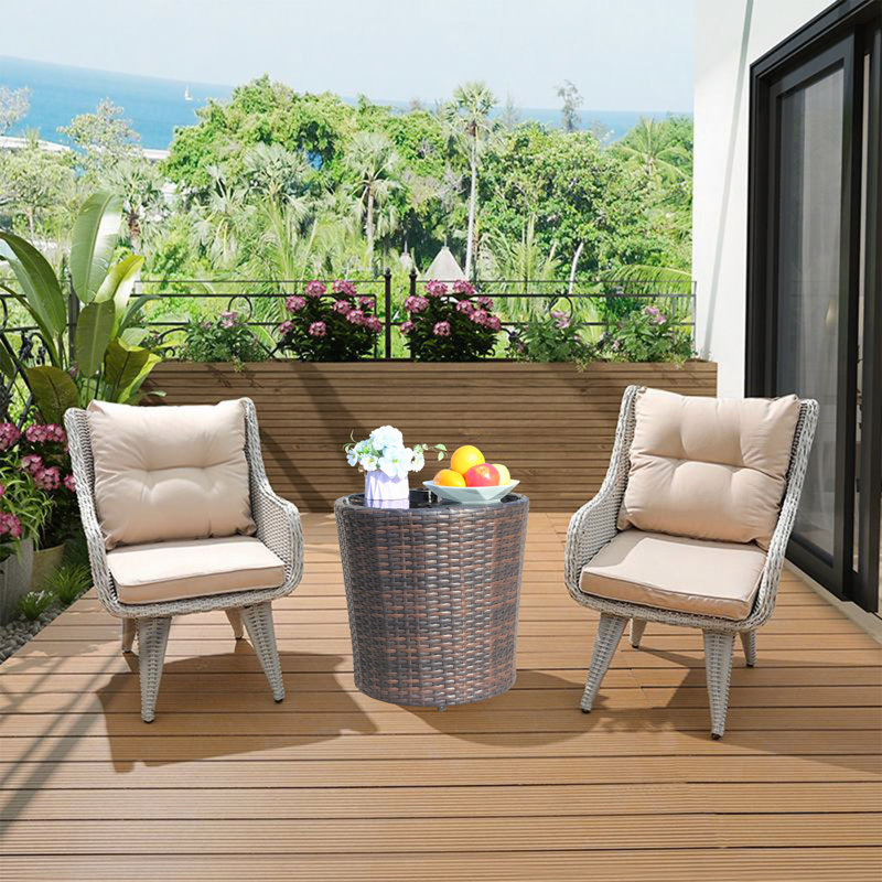 Table basse ronde pour l'extérieur avec mobilier en verre trempé