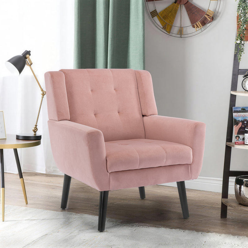 Fauteuil d'appoint Bolanle, Velours peau de rose
