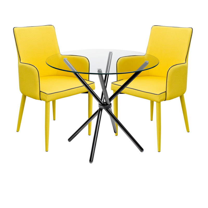 2 - Person Dining Set, Yellow, Black