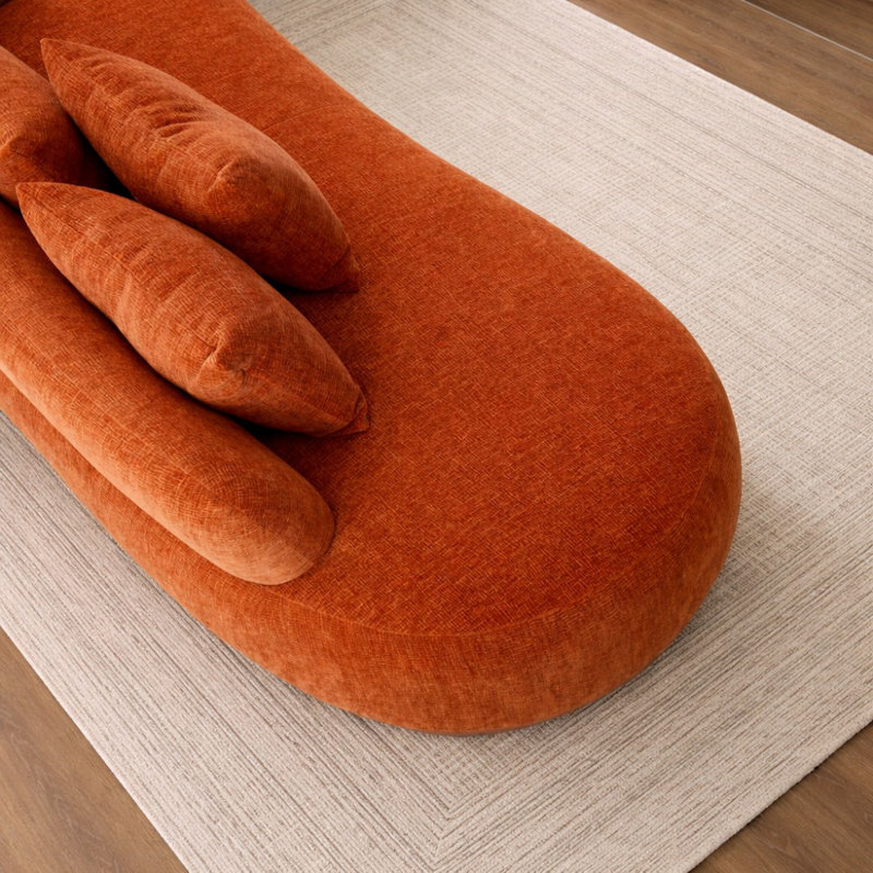 Upholstered 135 " Polyester L-Shaped Sectional, Orange, Right Hand Facing