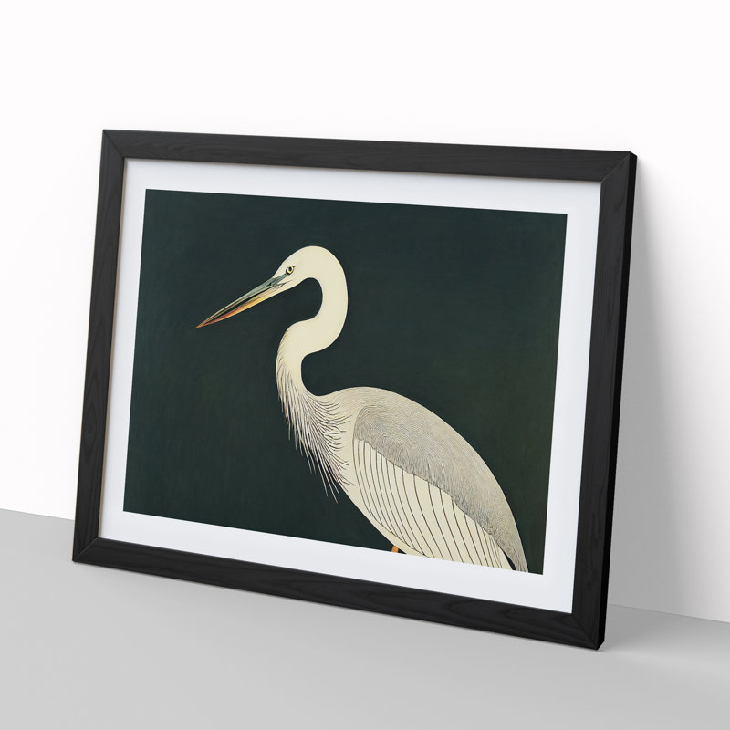 Exclusive Heron Bird - Single Picture Frame Print, Black Framed, 34cm H x 46cm W x 2cm D