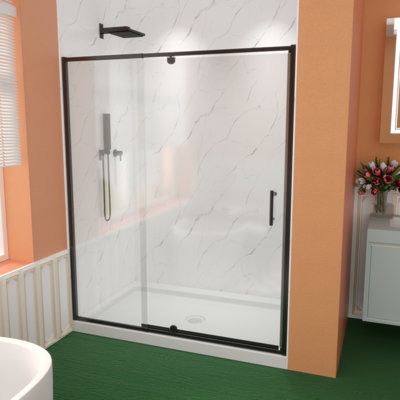 Pivot Swing Glass Shower Door, 60"Wx71"H, 1/4" Clear SGCC Tempered Glass, Pivot Frame, Durable & Easy to Install
