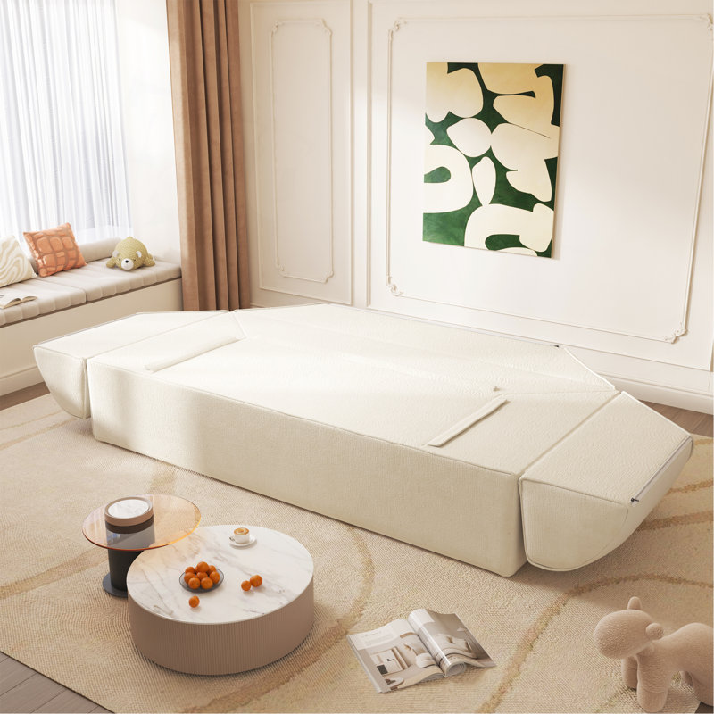 Canapé-lit convertible 3-en-1, canapé moderne à assise profonde de 79,5 po avec 2 coussins, canapé 3 places, canapé en tissu de chenille étincelant, méridienne pour salon, studio, bureau