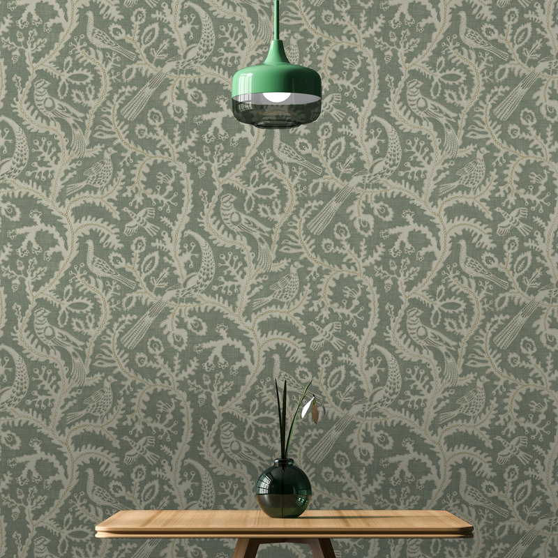 Josephine Munsey Juniper Floral Wallpaper Roll by Josephine Munsey, Green/Ivory/Sage
