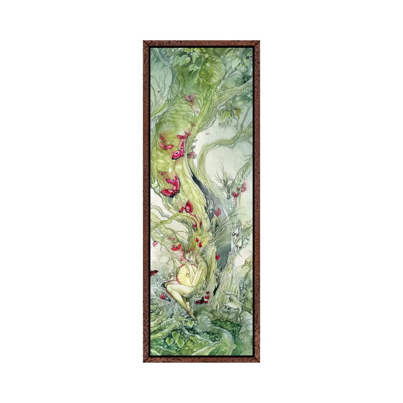 Potential by Stephanie Law - Panoramic Painting on Canvas, 30.48 cm H x 91.44 cm W, Classic Brown Wood Framed