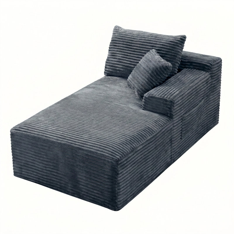 Canapé moderne à deux places sans accoudoirs, au sol rasant et au design modulaire compact, Gris