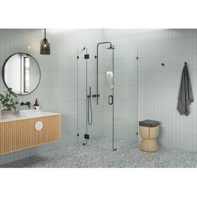 Halo 35.5 in. x 35.5 in. x 78 in. 90-degree Fully Frameless Glass Hinged Shower Enclosure