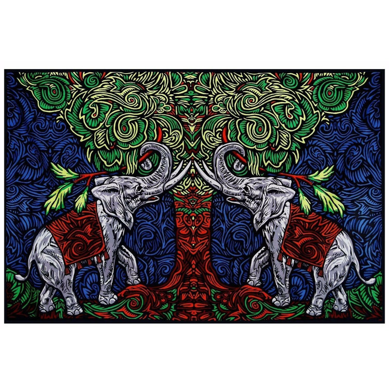 Tapisserie éléphant en coton 3d