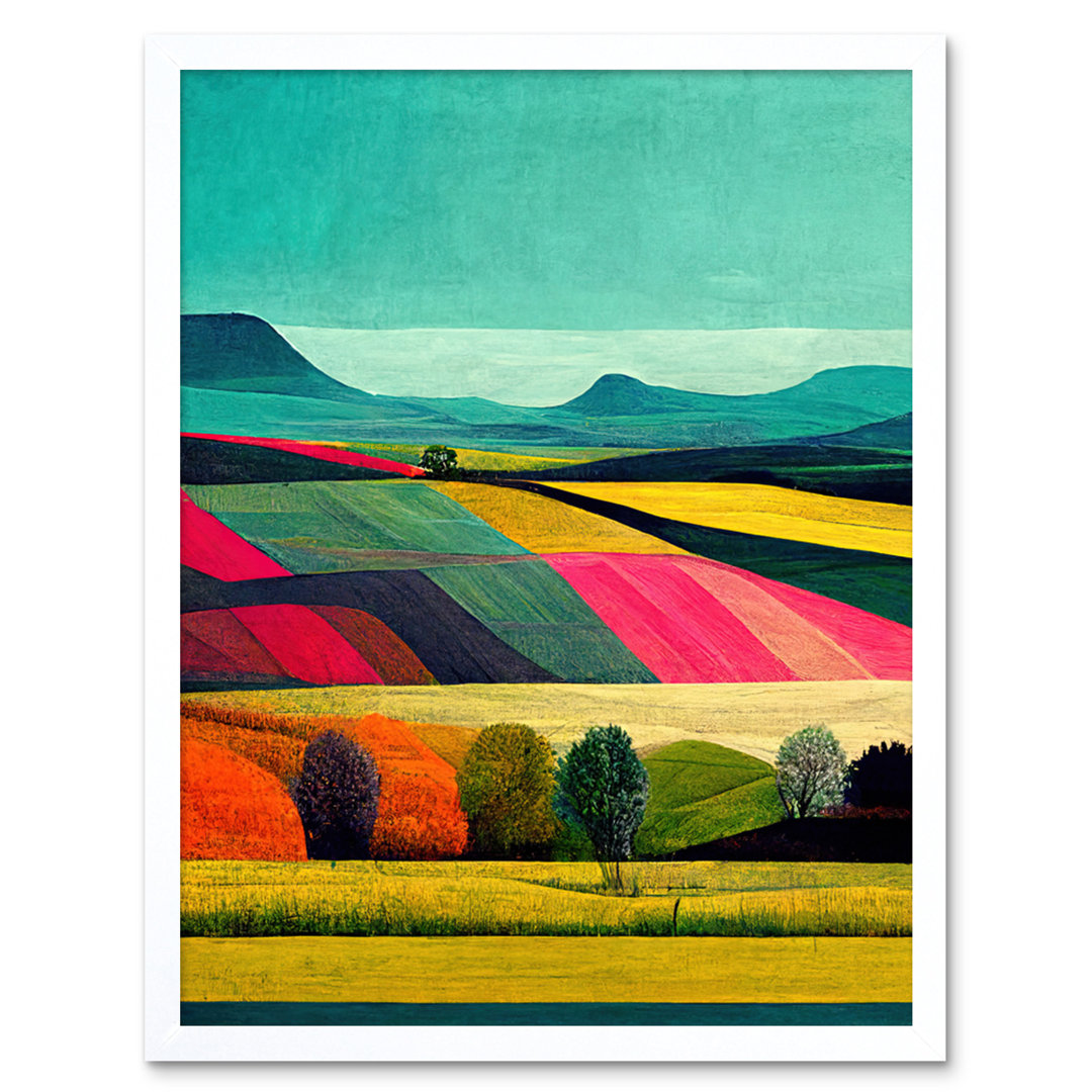 Colourful Bright Countryside Fields Landscape - Print