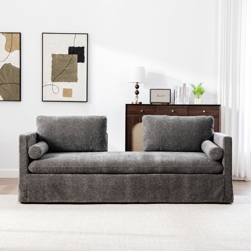 Canapé 2 places avec coussins, idéal pour les chambres à coucher et les salons, Gris
