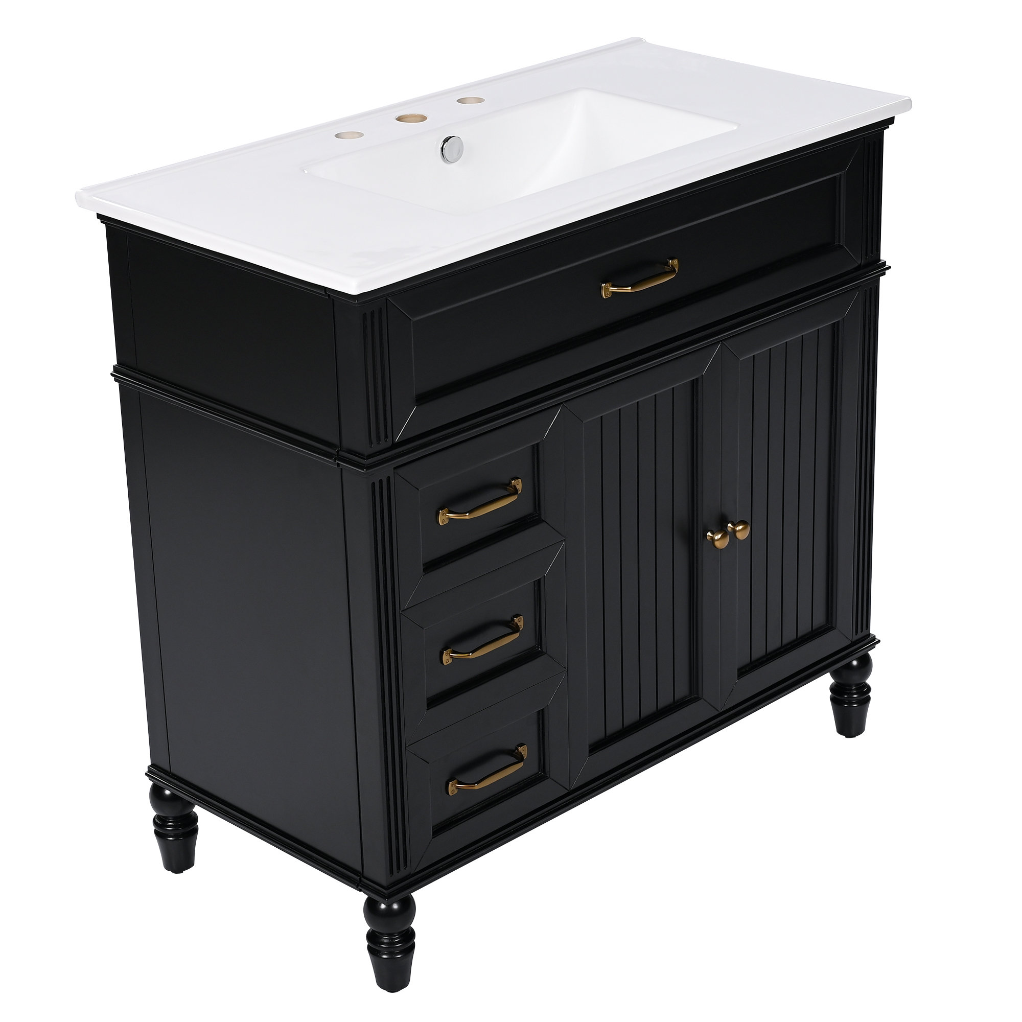 Alcott Hill® 36” Bathroom Cabinet with Sink, Black Bathroom Cabinet ...
