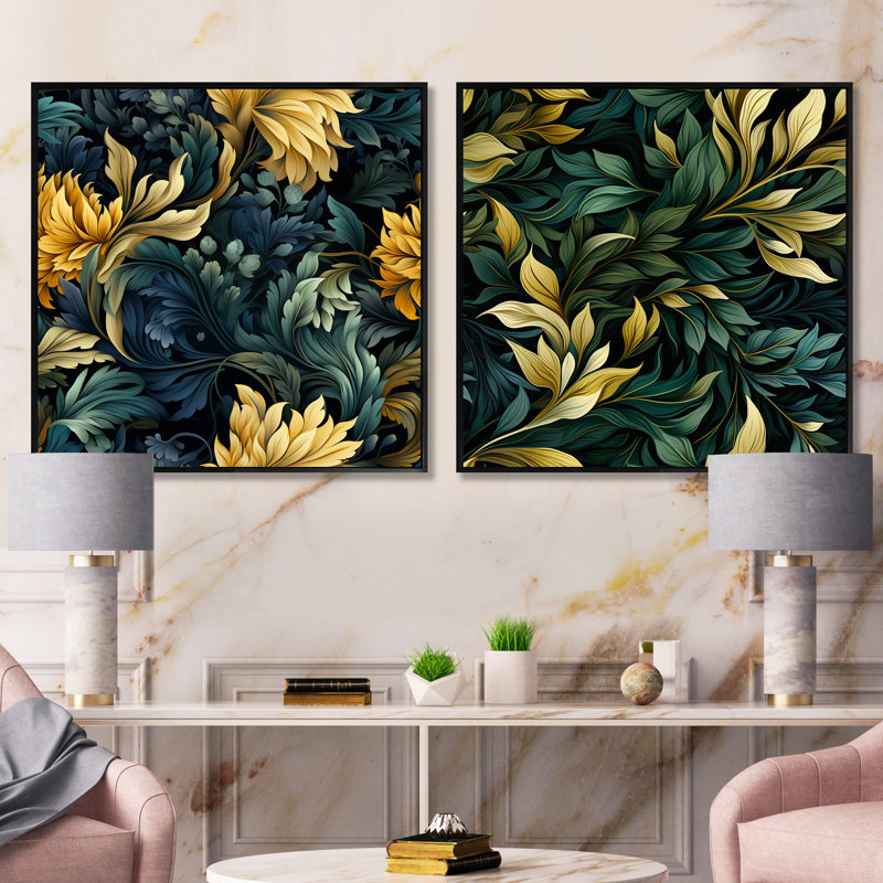 Huntingdon - Ensemble de 2 plantes carrées, Cadre flottant noir, H 16 po x l 33 po