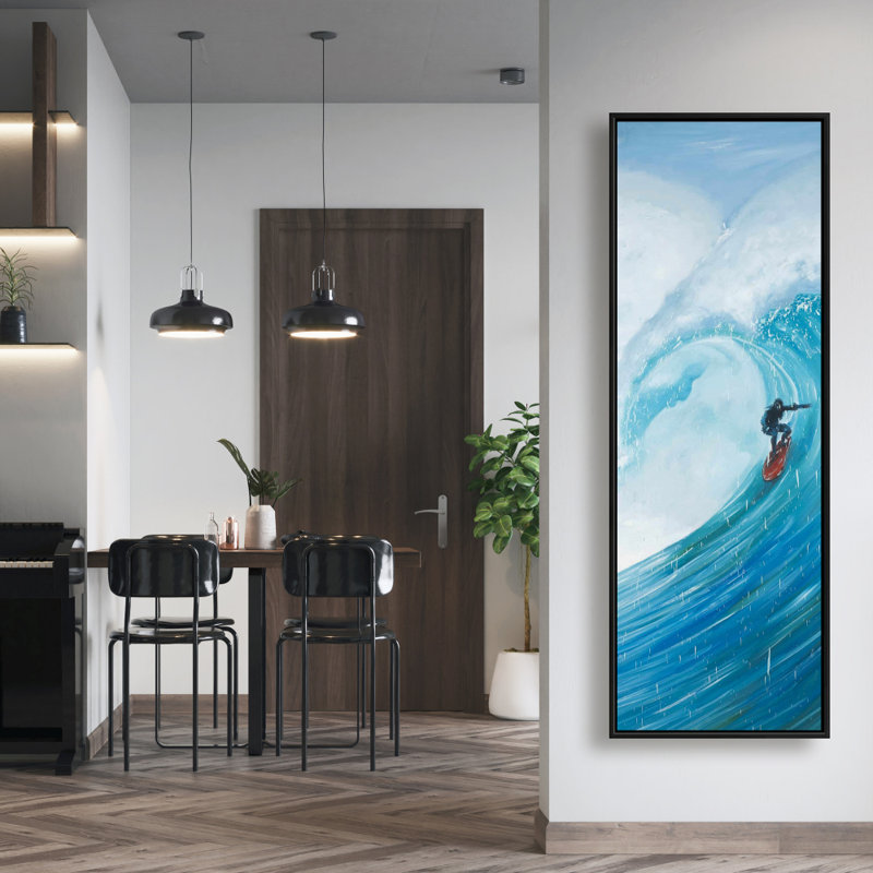 «Surfer on a Big Wave» - Toile encadrée pour la décoration intérieure | Sports