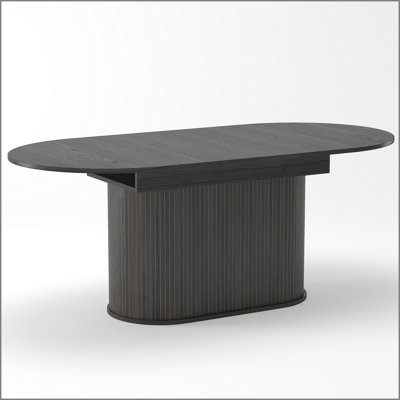 Table de salle à manger extensible de 55,11 po à 70,86 po avec pieds rayés pour le salon et la cuisine (noir)
