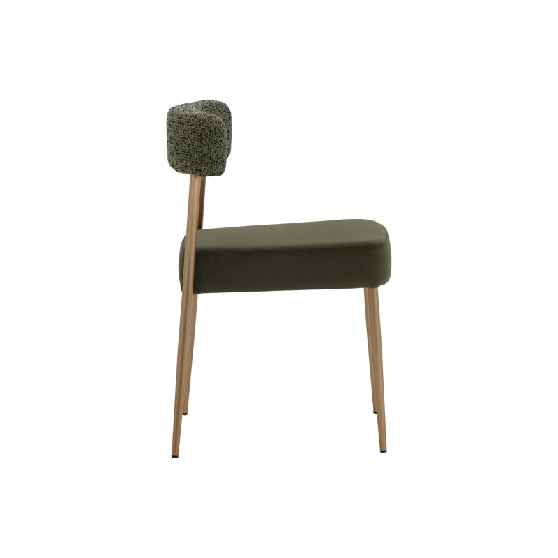 Upholstered Dining Chair, Green Fabric/ Green Faux Leather