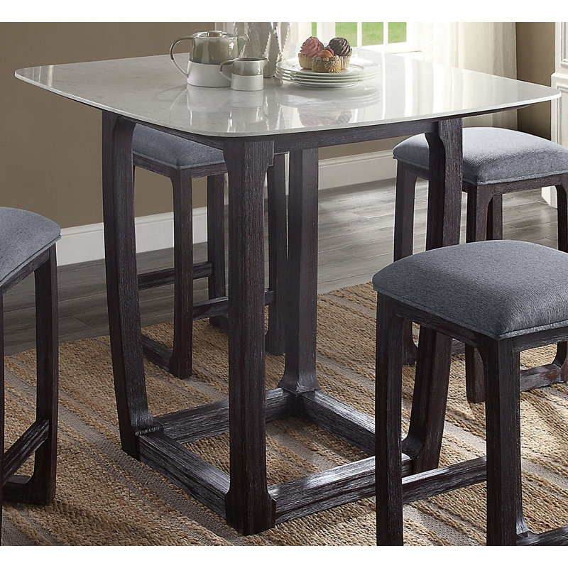 Mahrin Marble Top Solid Wood Base Dining Table