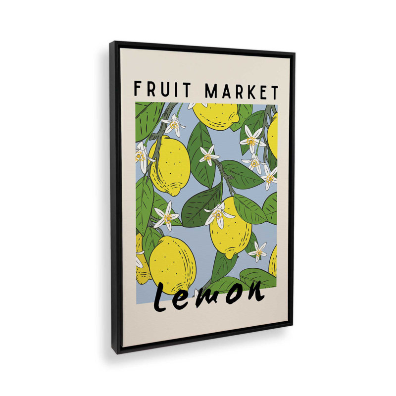 Lemon Fruit Market, reproduction d'art sur toile encadrée, H 48,75 po x l 32,75 po, Noir satiné