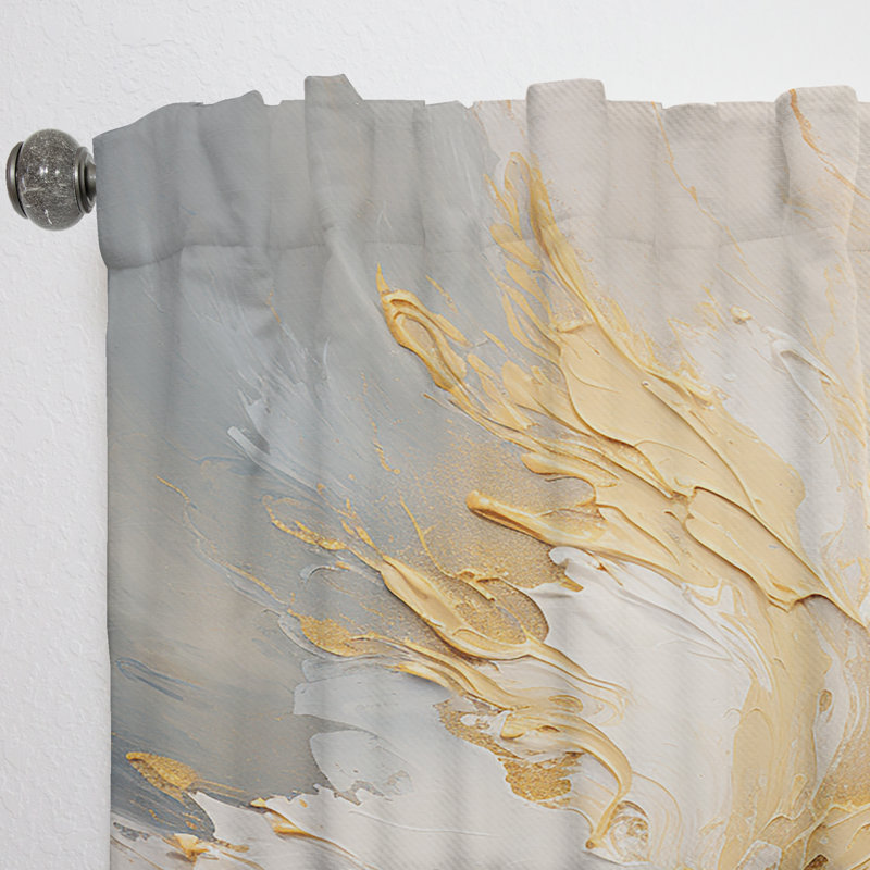Golden Orange Surge - Abstract Spirals Curtain - Velvet Room Darkening - 1 Panel, 52" W x 108" L
