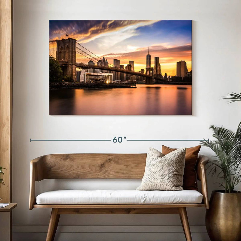 Lilie Brooklyn Bridge Sunset, H 32 po x l 48 po