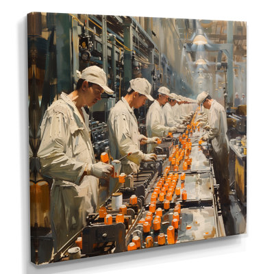  «Orange White ligne d'assemblage Factories II - usines d'art mural»
