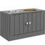 Bols pour animaux gris surélevés gris avec armoire, 44l