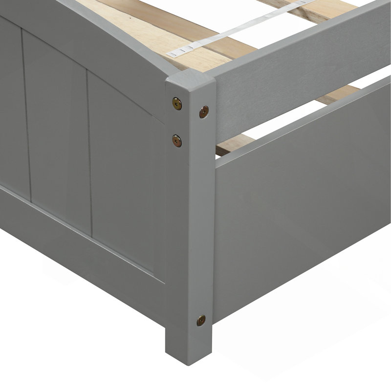 Lit plateforme simple avec lit gigogne, Gris