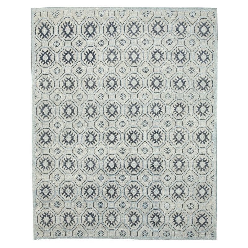 Tapis bleu noué à la main Arispe