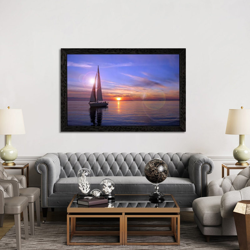 Sailboat - Floater Frame Print on Canvas, 66.04 cm H x 45.72 cm W, Black