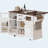 54.9" Kitchen Island with Drop Leaf, Power Outlet, Kitchen Storage Cart with 4 Door Shelves, Cross Barn Doors & Visual Glass Door, Rolling Kitchen Island on 4 Wheels for Kitchen, Dining Room,White-435850980