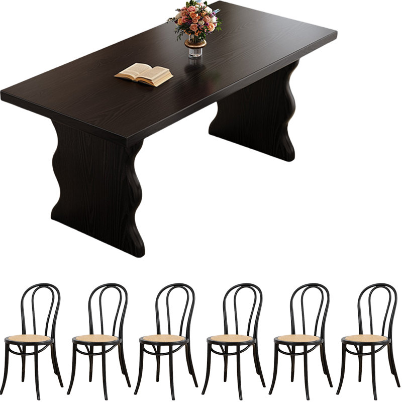 Ensemble de salle à manger Black Wood, H 29,9 po x L 55,1 po x l 30,7 po