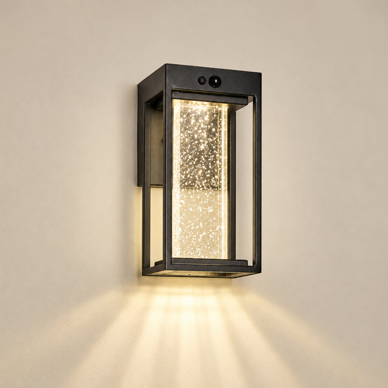 Solar-powered LED Outdoor wall lights with Motion Sensor, Black