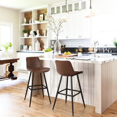 Macaire Upholstered Counter Stool with Metal Frame