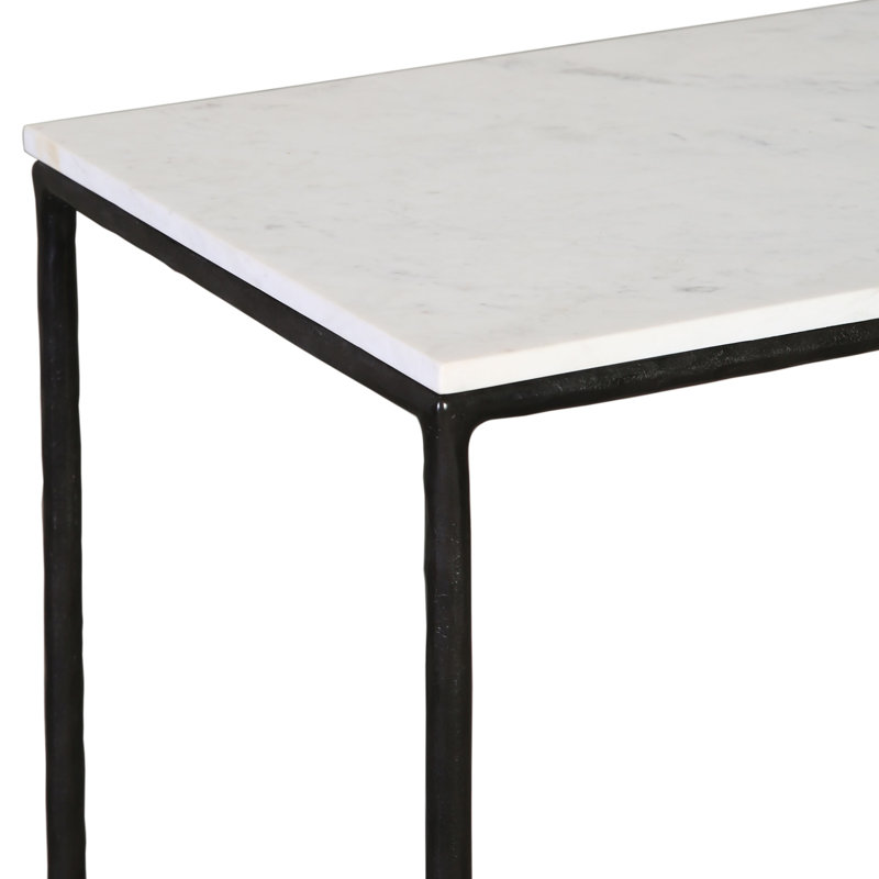 Perugia 59" Wide Console Table, White Marble/Silver