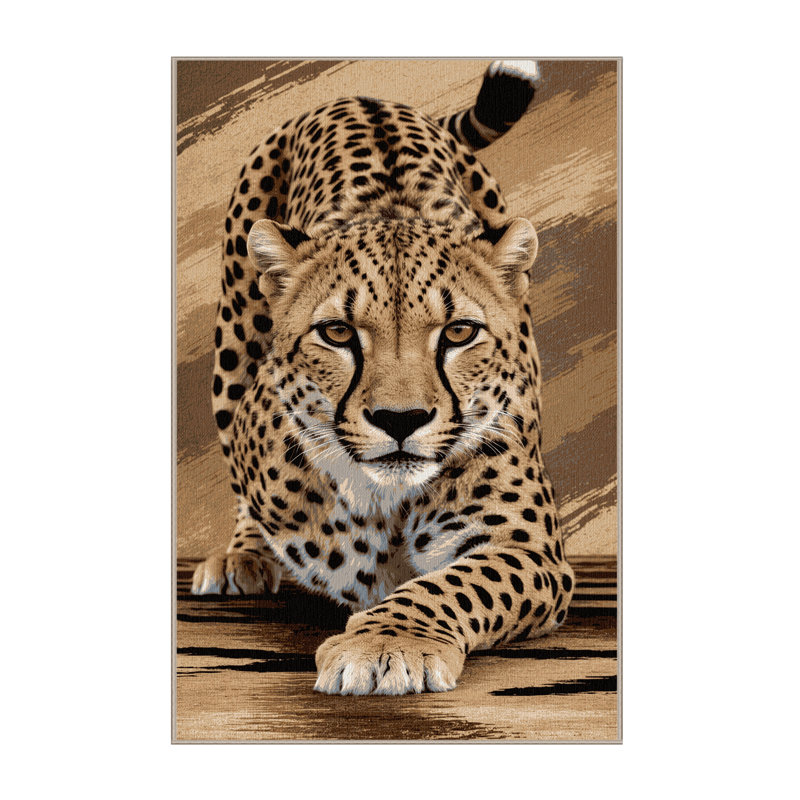 Washable Sudanese Cheetah Big Cats Area Rug, Rectangle 3' x 5'