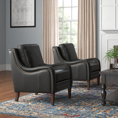 Amberlie 27.56" Wide Genuine Leather Armchair