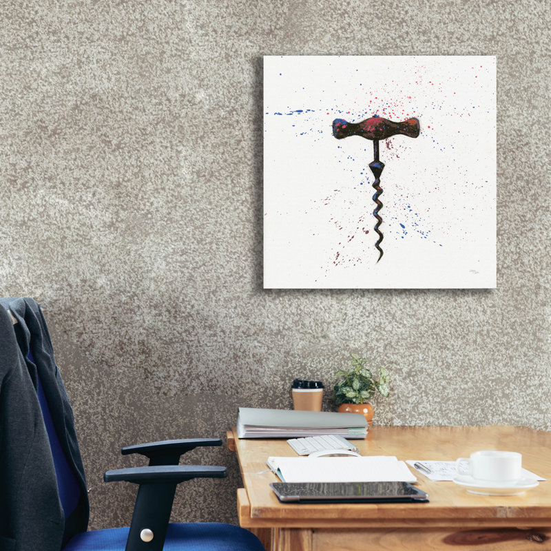 «Wine Splash Corkscrew 1» par Wellington Studio, art mural sur toile, 37 po x 37 po, H 26 po x l 26 po x P 1,5 po