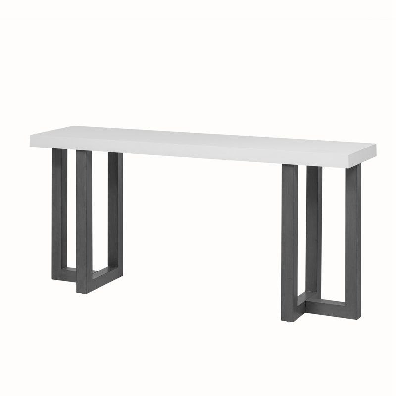 Console Table with Solid Pine Legs, White/Gray