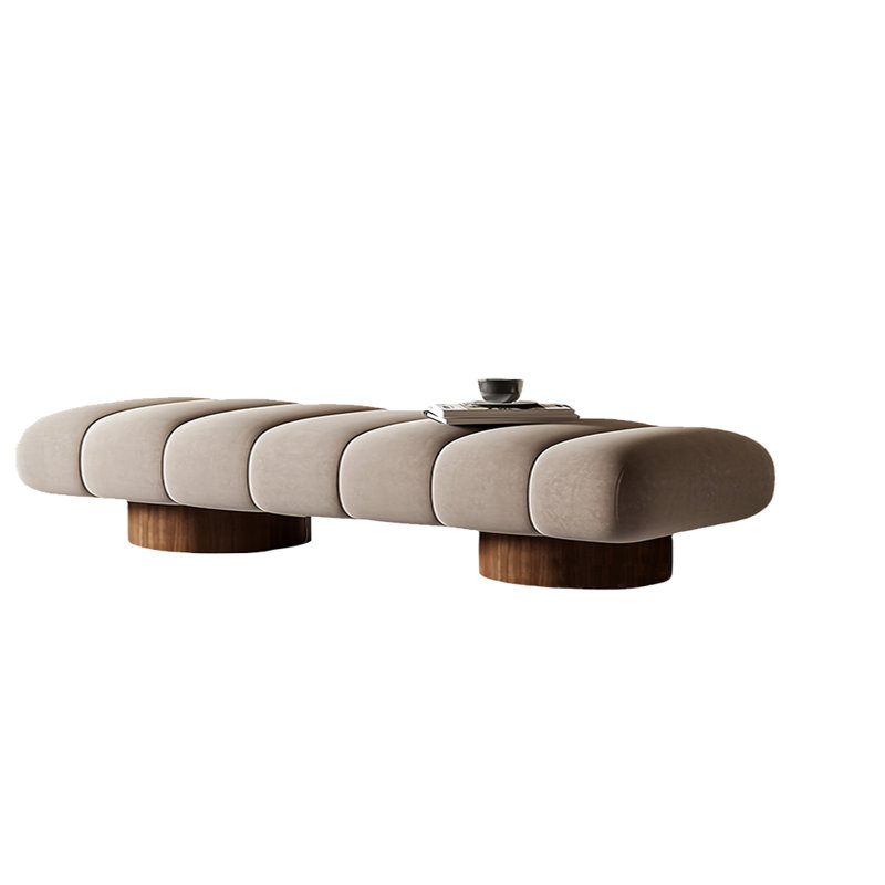 Banc rembourré en tissu Safron, H 16,53 po x l 70,86 po x P 18,89 po